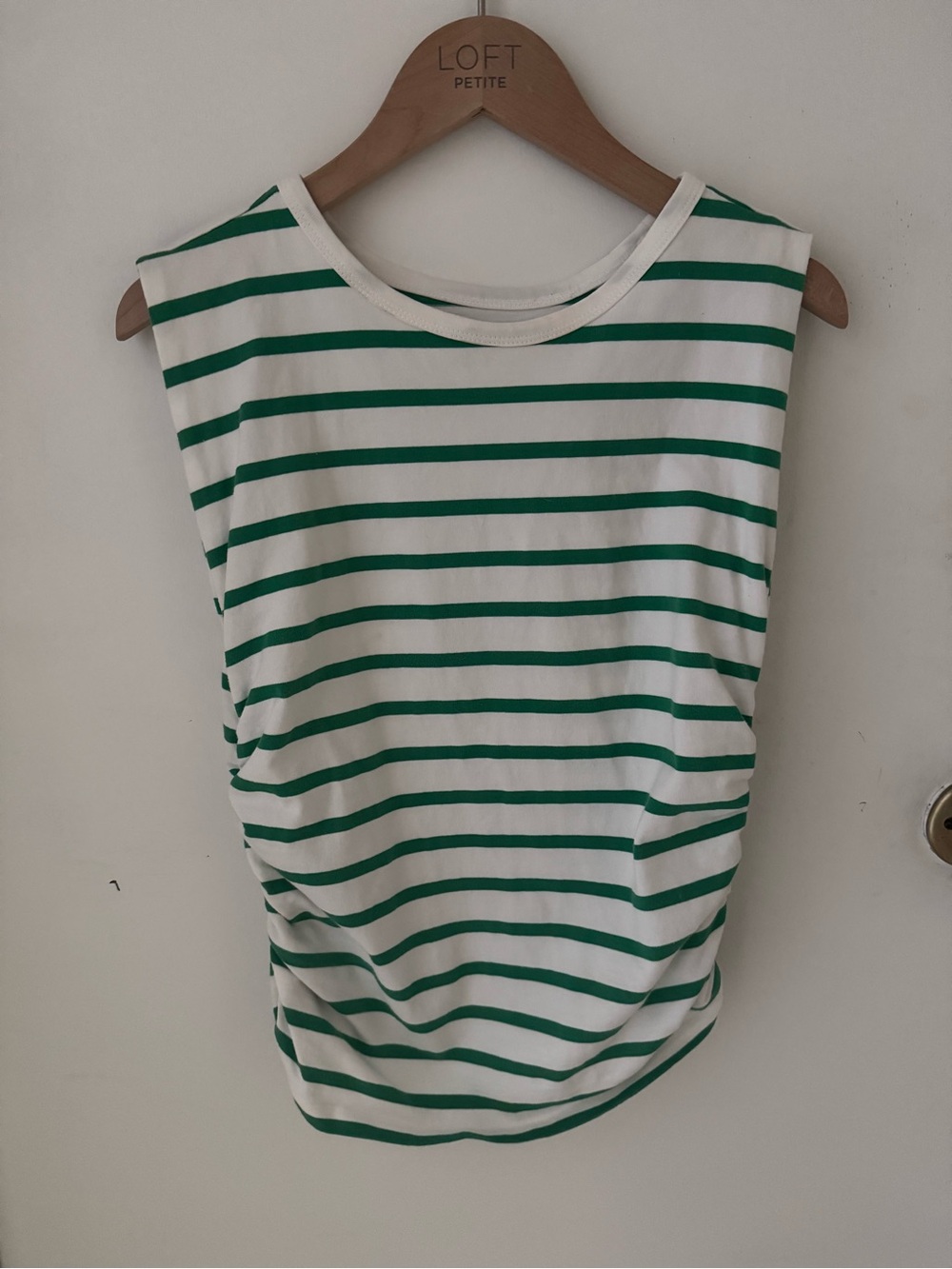 LOFT Green & White Striped Sleeveless Tank